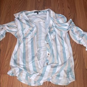Fashion Nova Striped Button Down Blouse